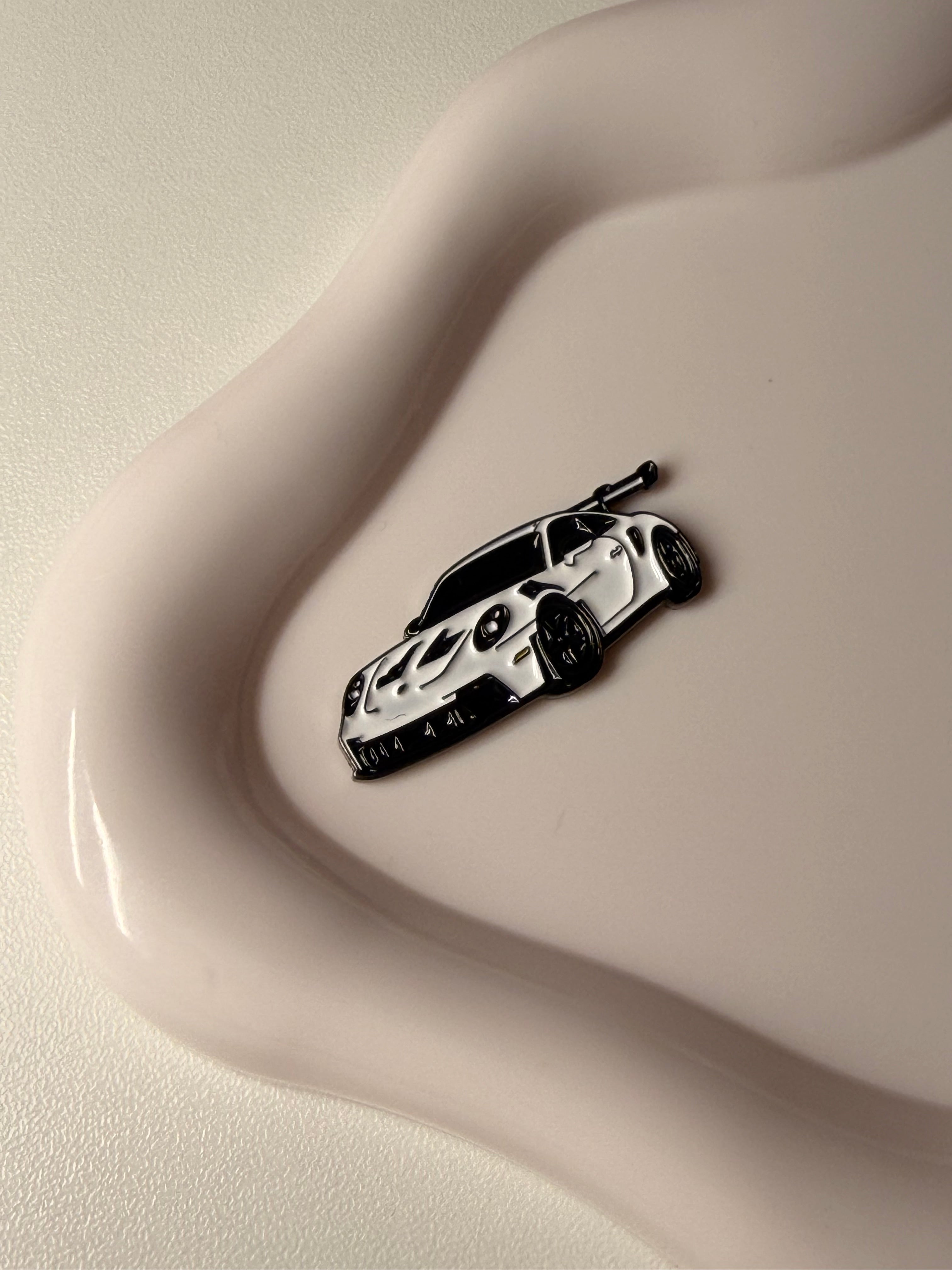 White Porsche Metal Sticker 2
