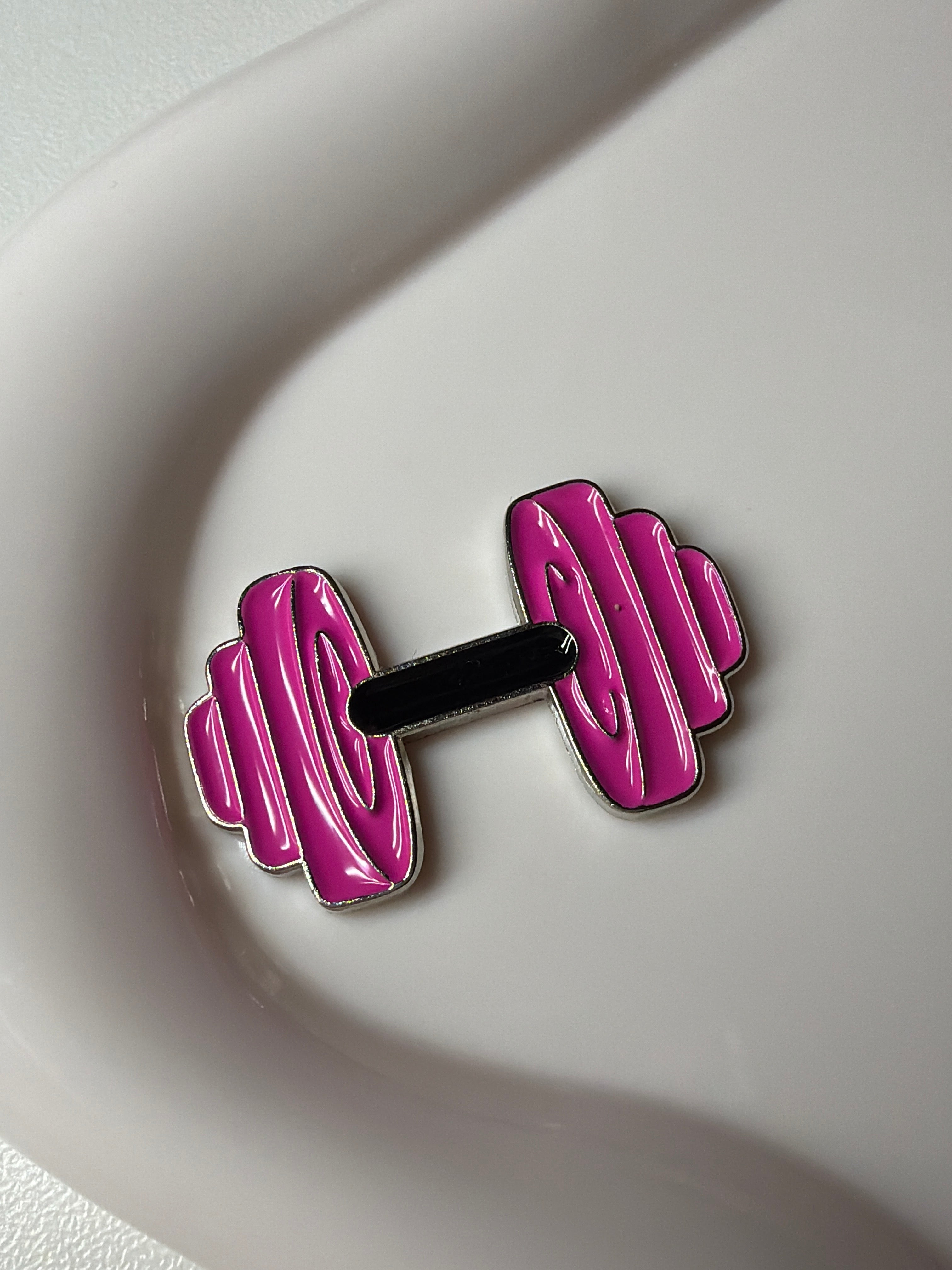 Pink dumbbell metal sticker