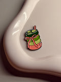 Pink matcha metal sticker