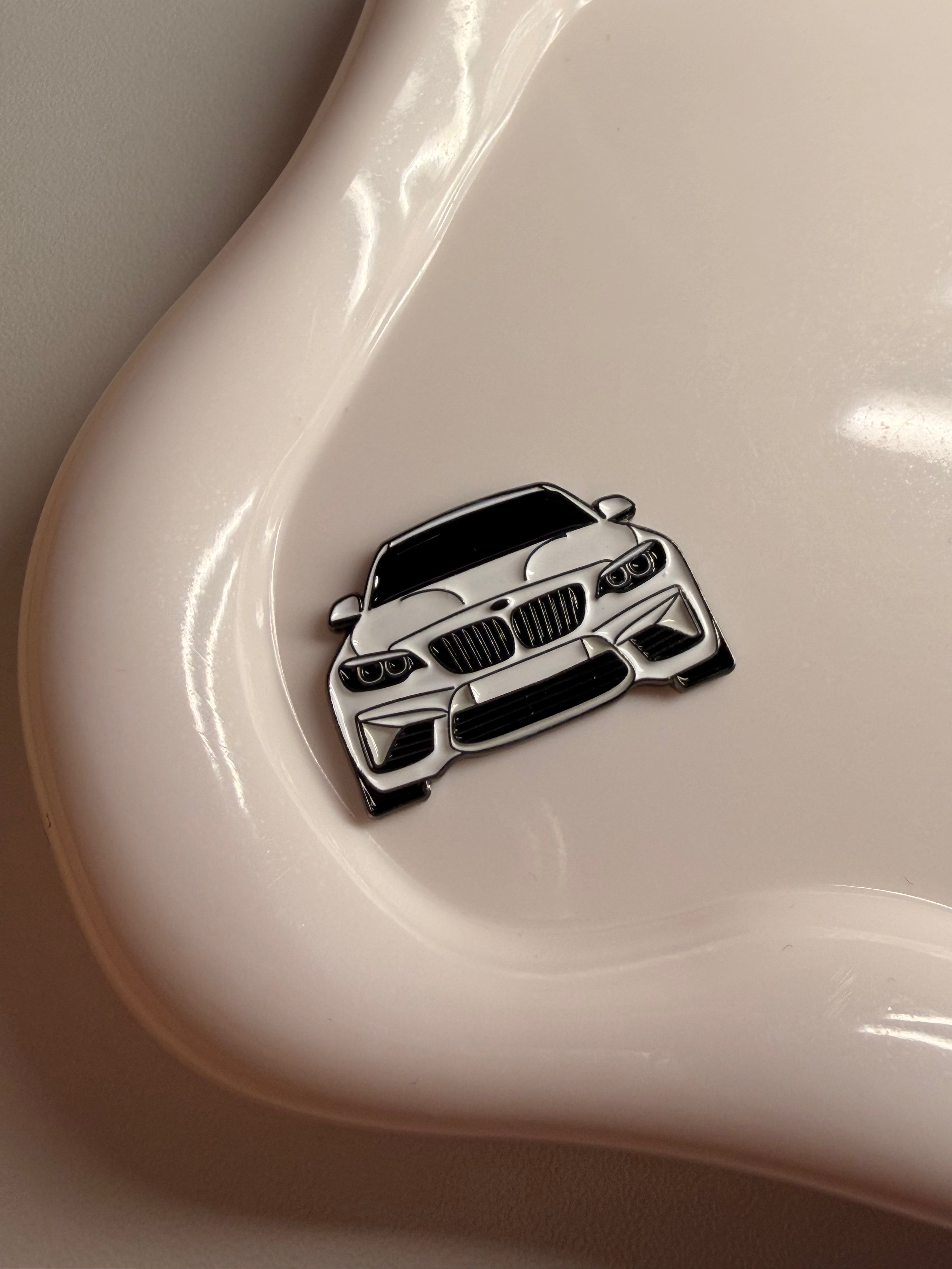 White BMW metal sticker